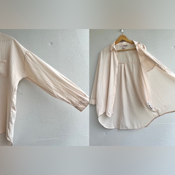 * F21 | Oversized Cream Button-down Cotton Shirt - Picture 3 of 16